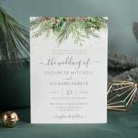 Rustic Winter Berries Pine Cone Greenery Wedding
