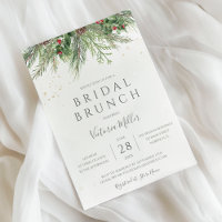 Rustic Winter Berries Pine Greenery Bridal Brunch