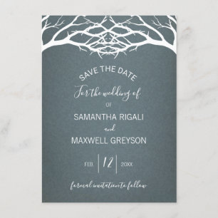 Rustic Winter Birch Tree Save The Date Card