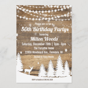 Rustic Winter Birthday Party Invitation