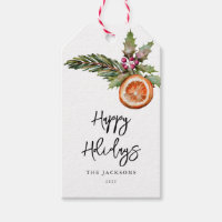Rustic Winter Botanical Christmas Gift Tag