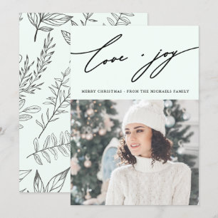 Rustic Winter Botanical with Photo Holiday Green Invitation