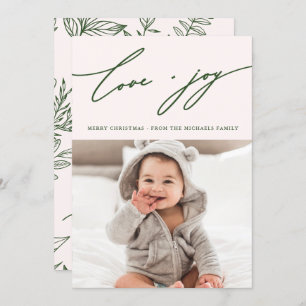 Rustic Winter Botanical with Photo Holiday Green Invitation