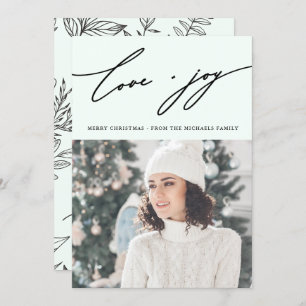 Rustic Winter Botanical with Photo Holiday Green Invitation