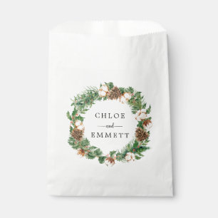 Rustic Winter Botanical Wreath Custom Wedding Favour Bags