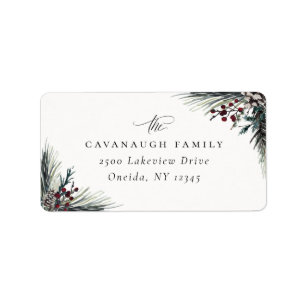 Rustic Winter Boughs Holiday Address Label