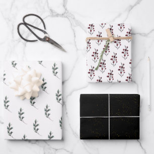 Rustic Winter Boughs Holiday Wrapping Paper Sheet