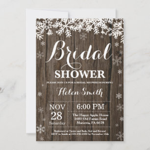 Rustic Winter Bridal Shower Snowflake Invitation