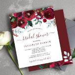 Rustic winter budget bridal shower invitation<br><div class="desc">Rustic winter chic affordable bridal shower party stylish invitation template on a clear white background featuring red burgundy and green flowers with grey and hunter green seasonal foliage border and a trendy elegant handwriting dark burgundy typography script. Easy to personalise with your details! The invitation is suitable for a winter...</div>