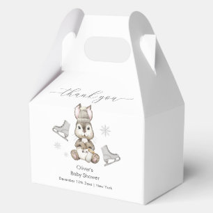 Rustic Winter Bunny Ice Skate Baby Shower Favour Box