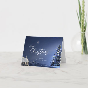 Rustic Winter Cabin & Pine Tree Christmas  Holiday Card