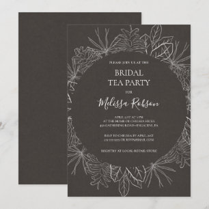Rustic Winter Charcoal Bridal Tea Party Invitation