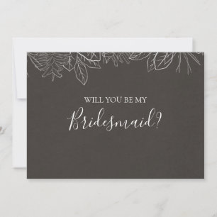 Rustic Winter   Charcoal Bridesmaid Proposal Card