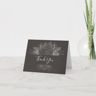 Rustic Winter   Charcoal Folded Thank You Card