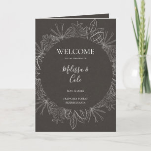 Rustic Winter   Charcoal Folded Wedding Program Programme