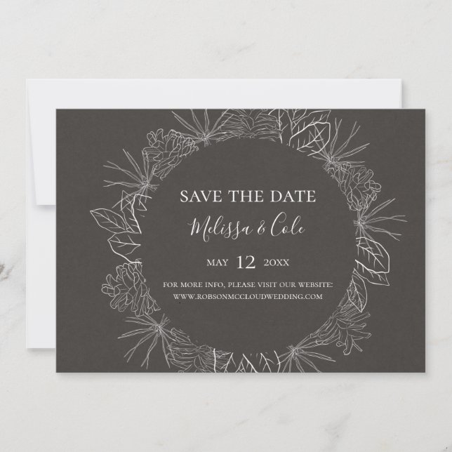 Rustic Winter | Charcoal Horizontal Save the Date (Front)