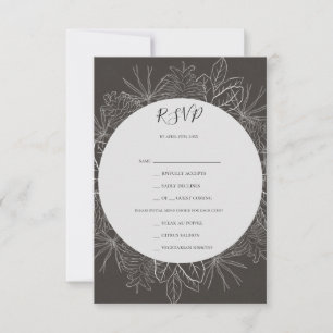 Rustic Winter   Charcoal Menu Choice RSVP Card