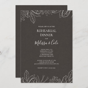 Rustic Winter Charcoal Rehearsal Dinner Invitation