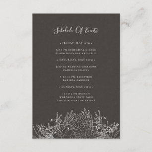 Rustic Winter Charcoal Schedule of Events Card