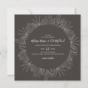 Rustic Winter   Charcoal Square Wedding Invitation