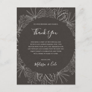 Rustic Winter   Charcoal Thank You Reception Card