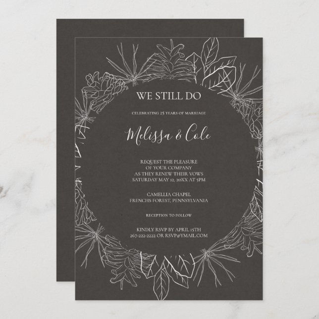 Rustic Winter | Charcoal We Still Do Vow Renewal Invitation (Front/Back)