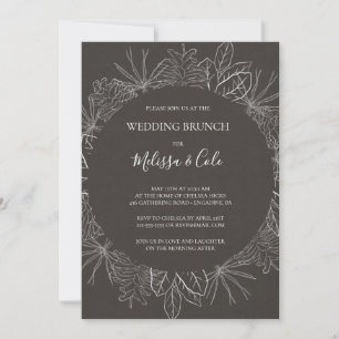 Rustic Winter   Charcoal Wedding Brunch Invitation