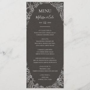 Rustic Winter Charcoal Wedding Dinner Menu