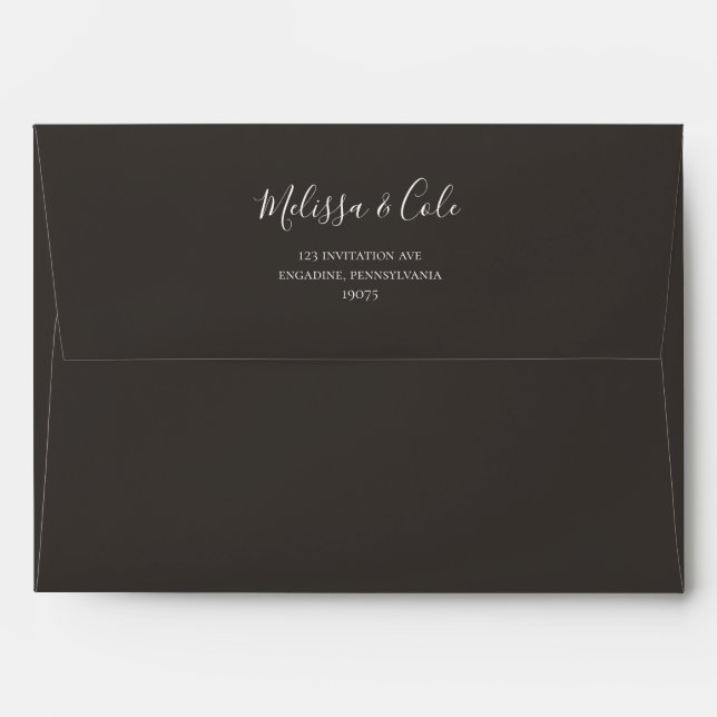 Rustic Winter | Charcoal Wedding Invitation Envelope (Back (Top Flap))