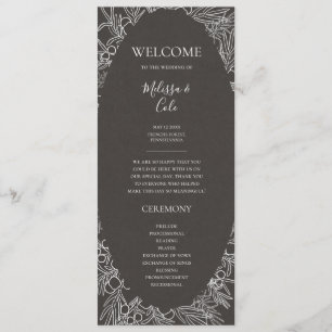 Rustic Winter   Charcoal Wedding Program Programme