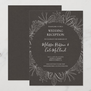 Rustic Winter   Charcoal Wedding Reception Invitation