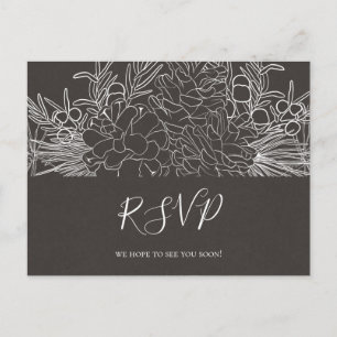 Rustic Winter   Charcoal Wedding RSVP Postcard