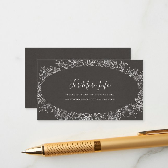 Rustic Winter | Charcoal Wedding Website Enclosure Card (Front/Back In Situ)
