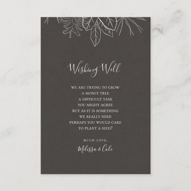 Rustic Winter | Charcoal Wedding Wishing Well Card (Front)