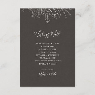 Rustic Winter   Charcoal Wedding Wishing Well Card