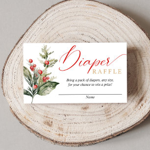 Rustic winter Christmas baby shower diaper raffle Enclosure Card