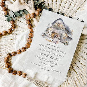 Rustic Winter Christmas Barn Wedding Invitation