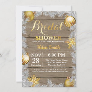 Rustic Winter Christmas Bridal Shower Invitation
