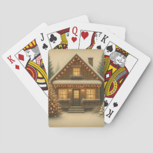 Rustic, winter/Christmas cabin Playing Cards