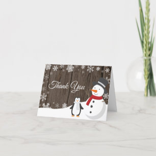 Rustic Winter Christmas Holiday Snowflake Thank You Card