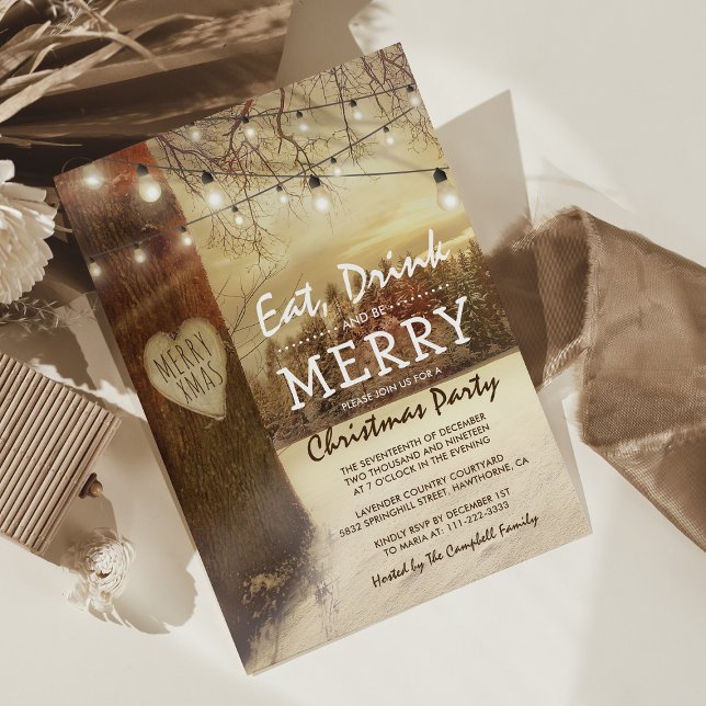Rustic Winter Christmas Holiday Themed Party Invitation (Creator Uploaded)