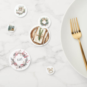 Rustic Winter Christmas Monogram Confetti