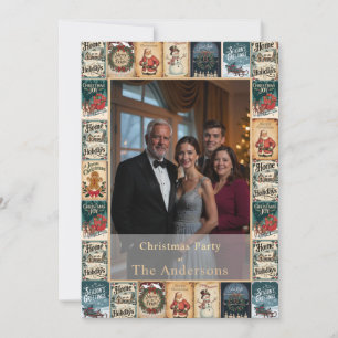 Rustic Winter Christmas Photo Party Invitation