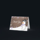 Rustic Winter Christmas Snowman Purple Thank You Card<br><div class="desc">Rustic Winter Christmas Snowman Purple Thank You Card</div>