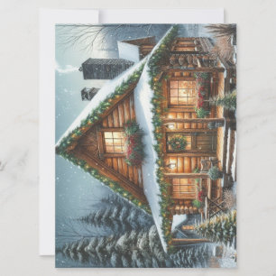 Rustic Winter/Christmas snowy cabin Holiday Card