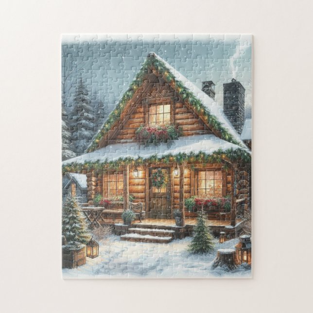 Rustic Winter/Christmas snowy cabin Jigsaw Puzzle (Vertical)