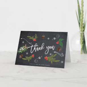 rustic winter christmas wedding thank you card
