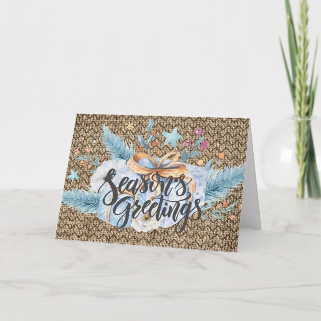 Rustic Winter Composition Christmas Greeting Card (Front)