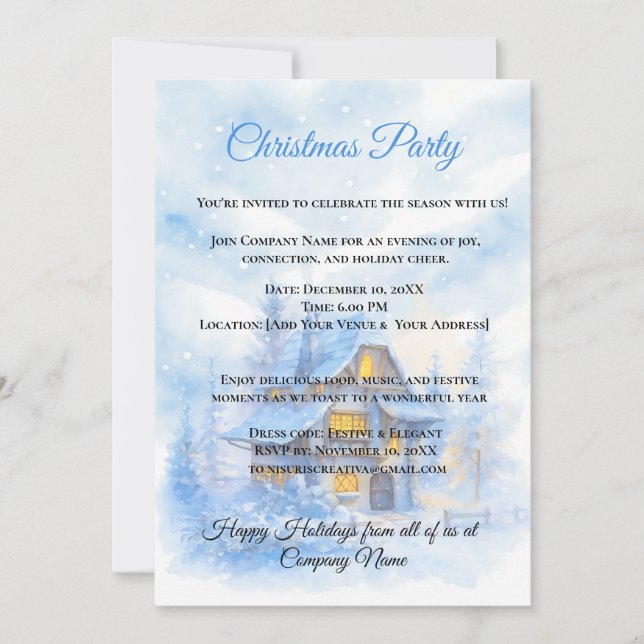 Rustic Winter Cosy Party  Corporate Holiday Invitation (Front)