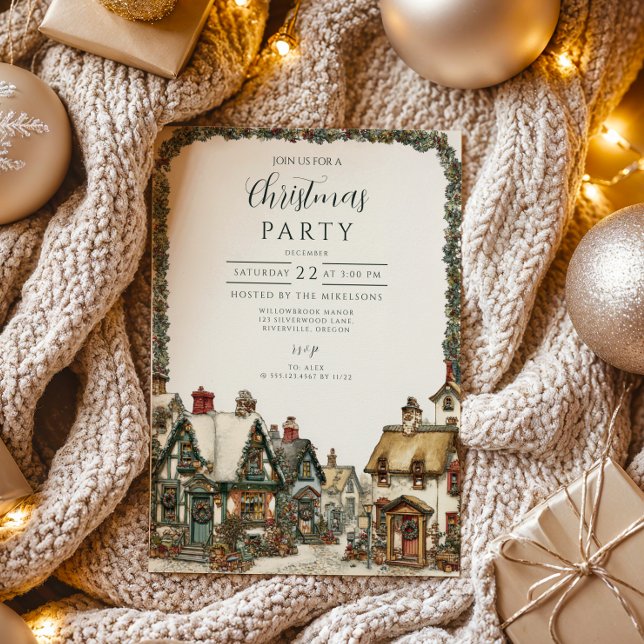Rustic Winter Cottage Christmas Invitation (Creator Uploaded)